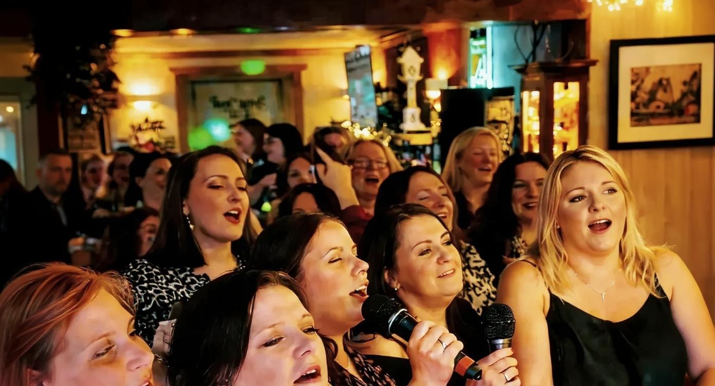 Crowd singing at bar | karaoke party