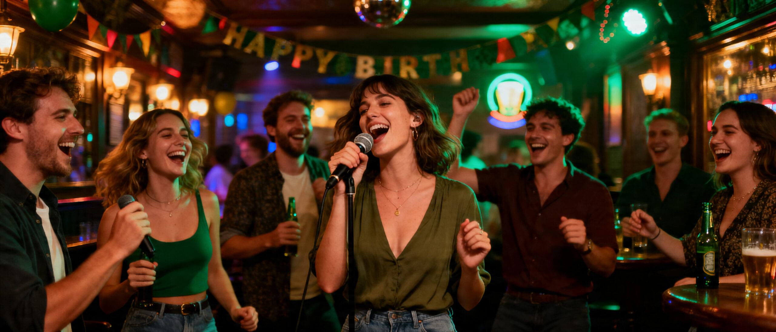 Group singing at bar | karaoke party